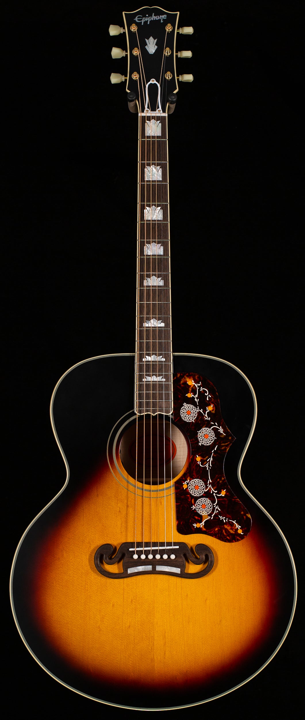 epiphone tobacco sunburst LPS-85F Chicago Music Exchange inspired by the stinging sustain heard in electric steel guitars Epiphone Casino - Vintage Sunburst