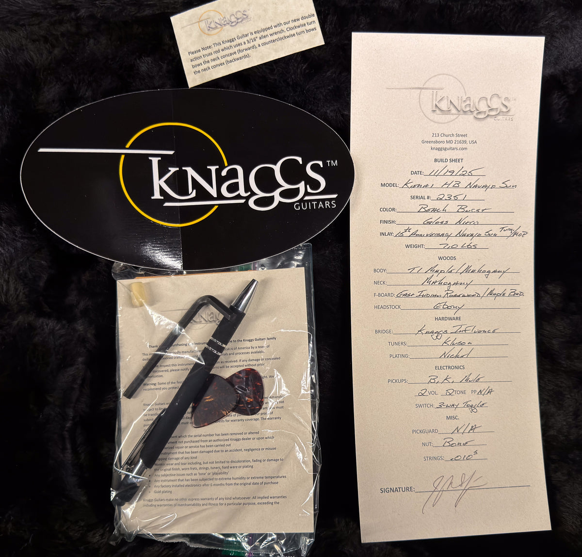 Knaggs Influence Kenai Hollowbody Newport Sun BeachBurst w/T1 Maple Top (351)