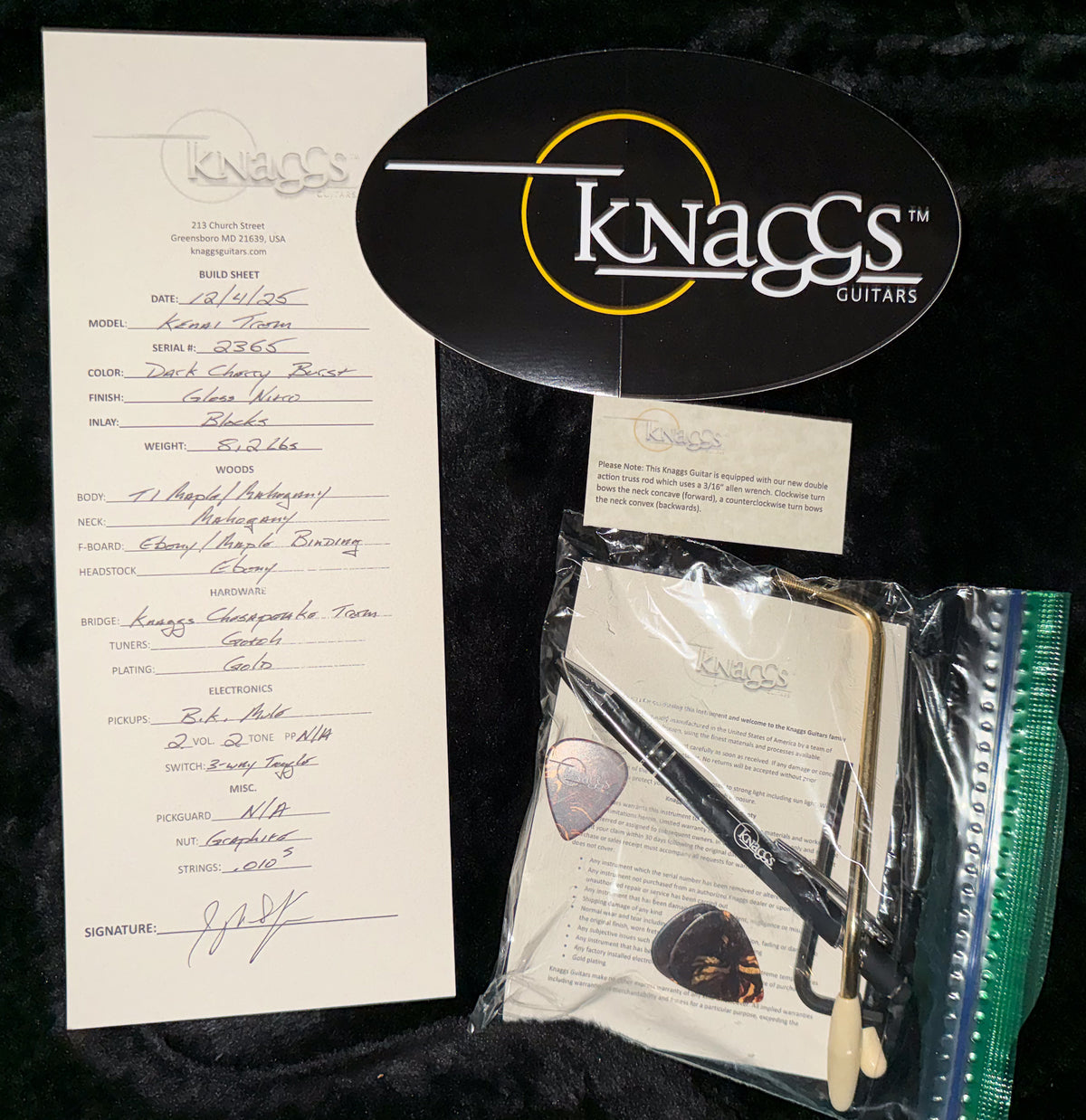 Knaggs Influence Kenai Trem Dark CherryBurst w/T1 Top (365)