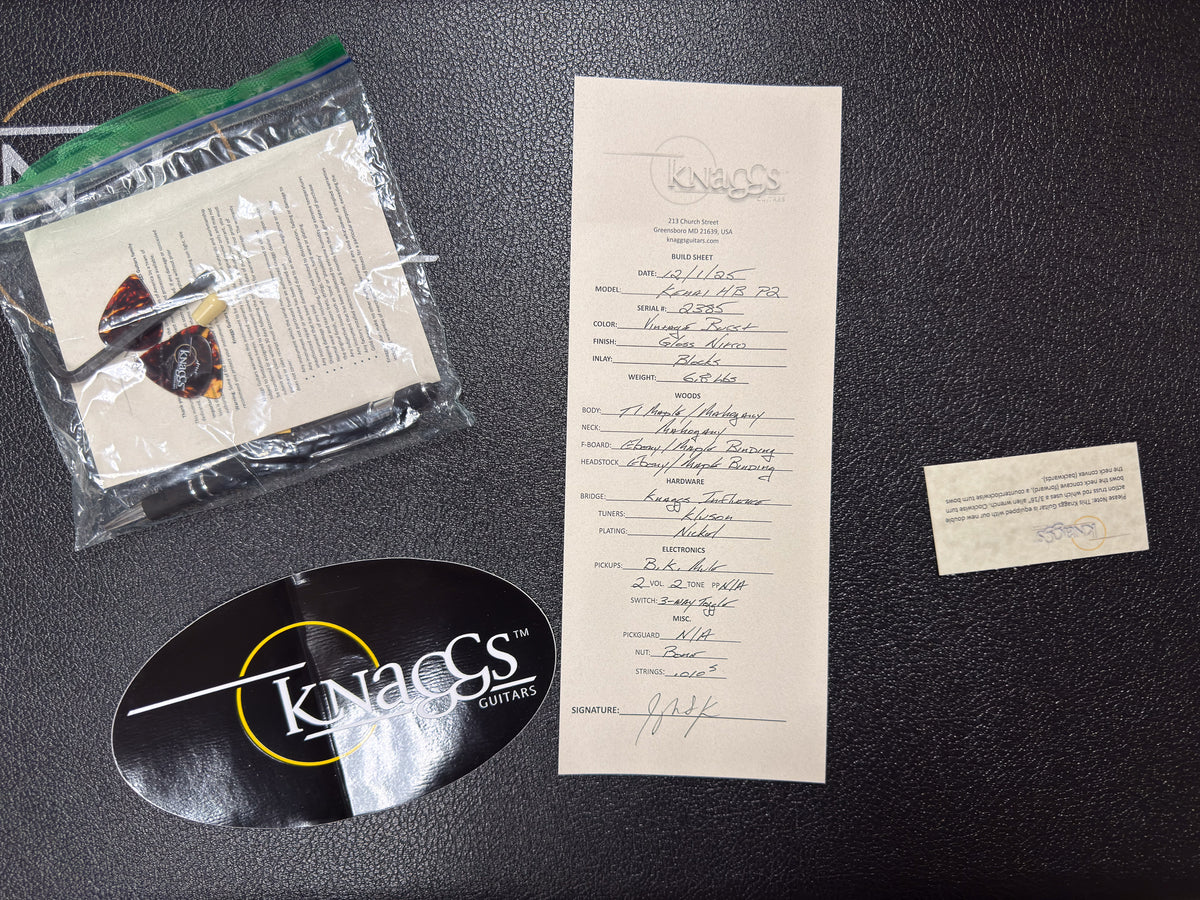 Knaggs Influence Kenai P2 Lollar P90 VintageBurst w/T1 Top (385)