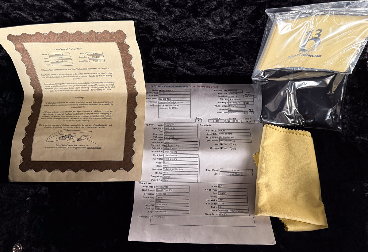 2024 B3 Gene Baker Phoenix V Distressed Korina