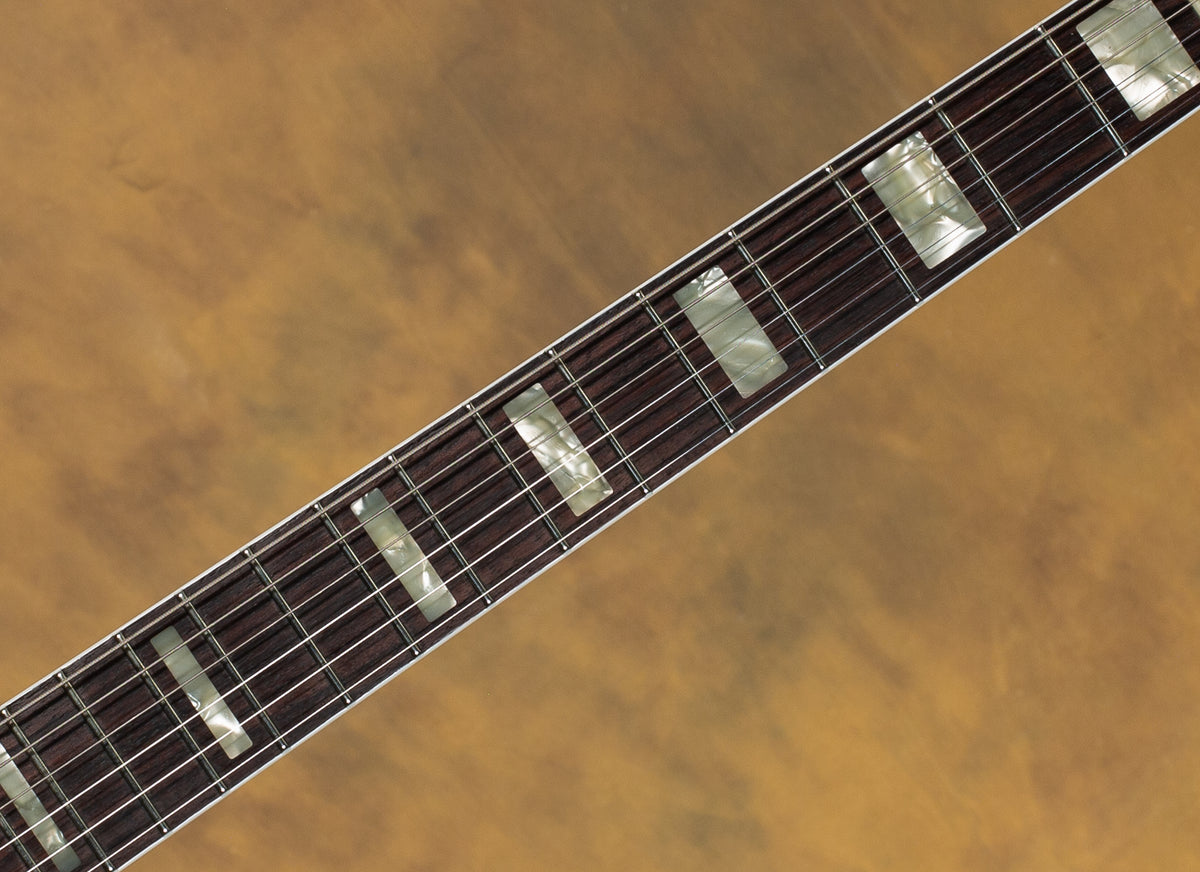 2026 Novo Custom Miris J Light Distress Inca Burst w/Matching Headstock & Lollar Gold Foil Pickups