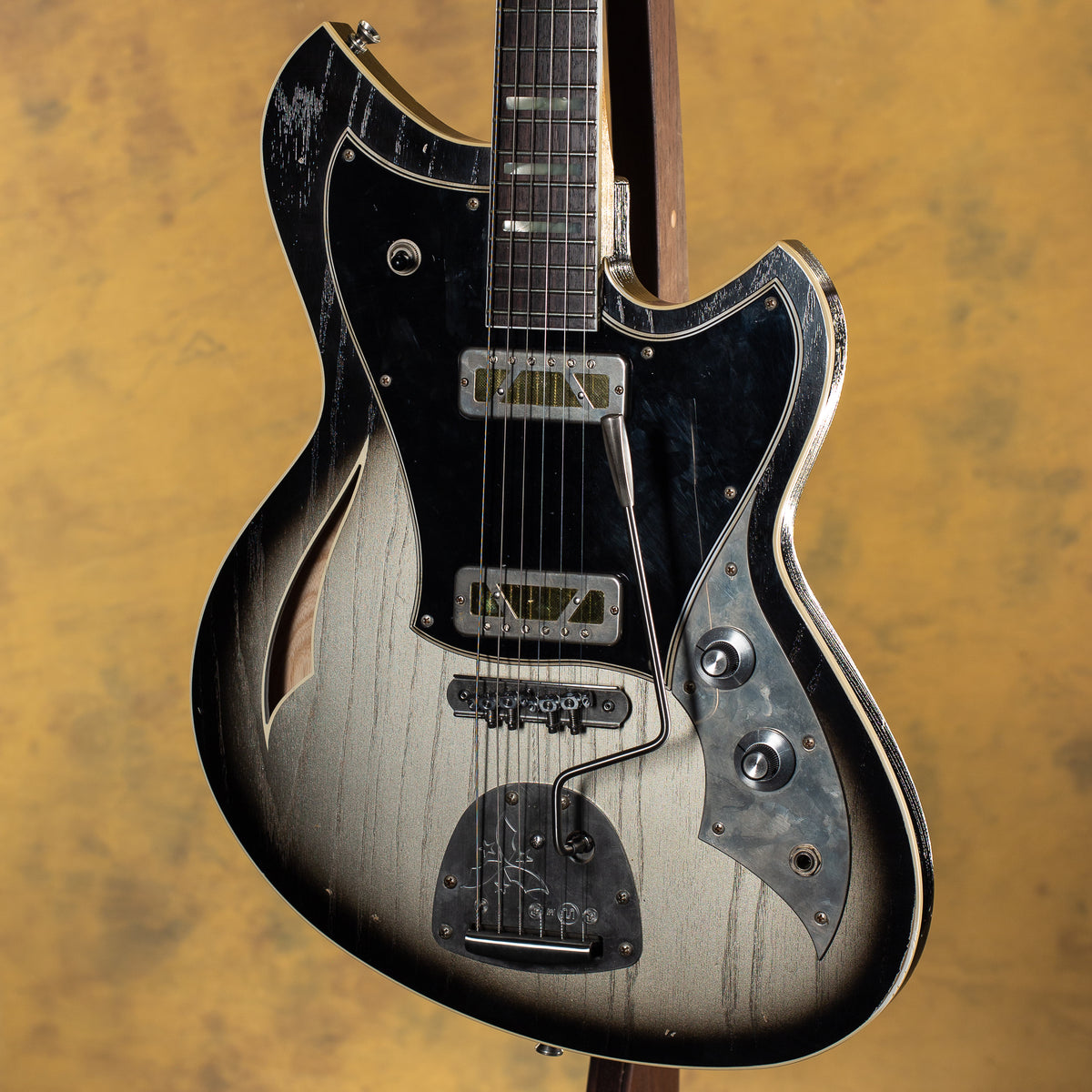 2026 Novo Custom Miris J Light Distress Inca Burst w/Matching Headstock & Lollar Gold Foil Pickups