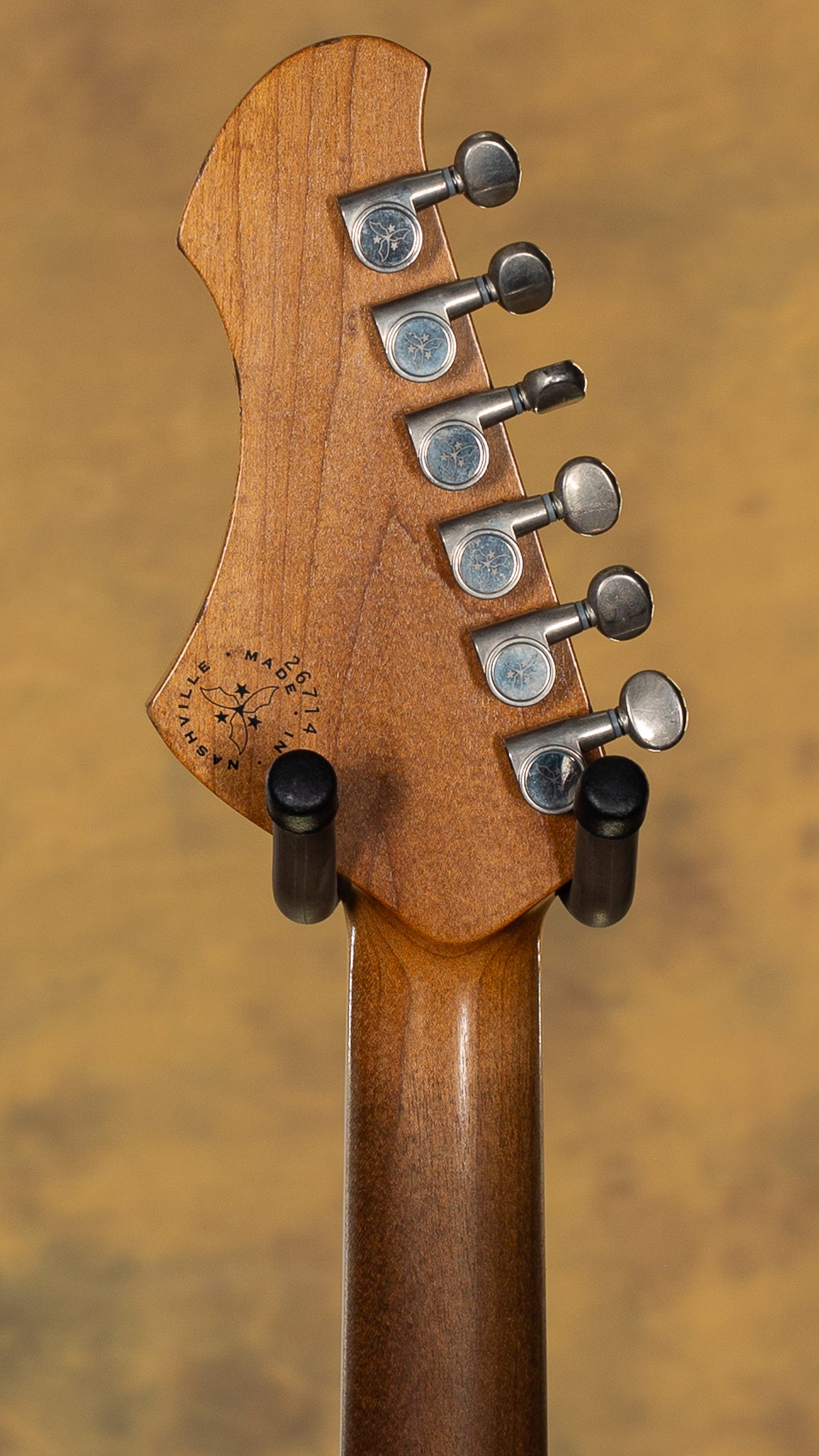 2026 Novo Custom Miris J Light Distress Inca Burst w/Matching Headstock & Lollar Gold Foil Pickups