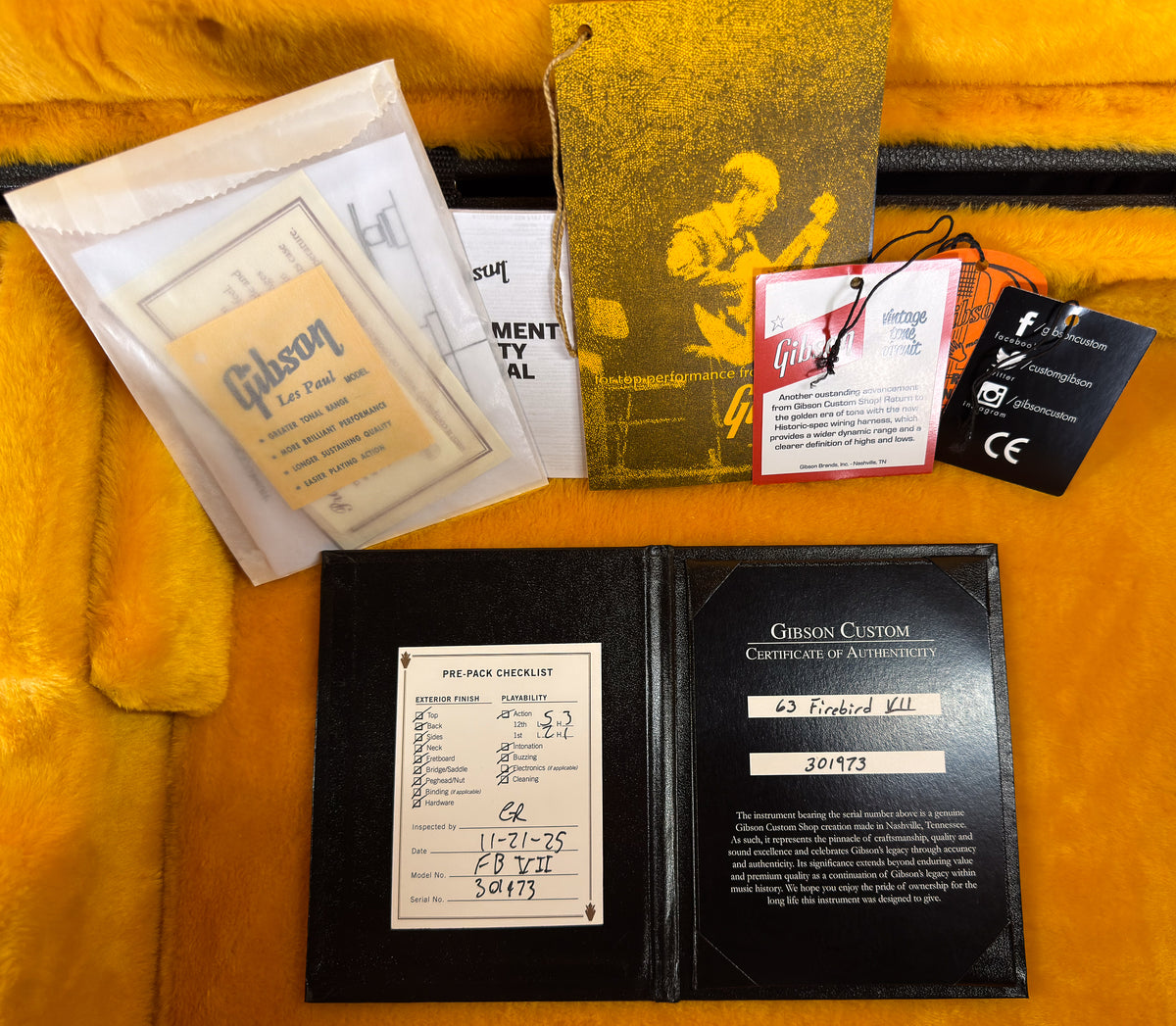 Gibson Custom Shop 1963 Firebird VII Figured Red Burst Stop Bar Gloss (973)