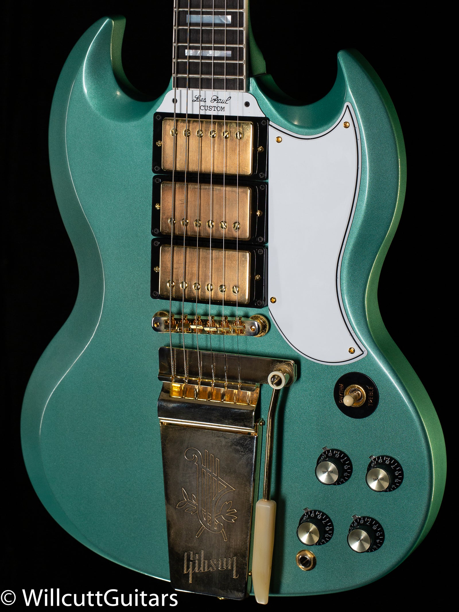 GIBSON CUSTOM SHOP 1963 SG CUSTOM WILLCUTT EXCLUSIVE INVERNESS GREEN MAESTRO VOS