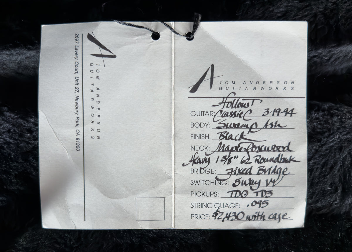 1994 Tom Anderson Hollow T Classic Orange Relic