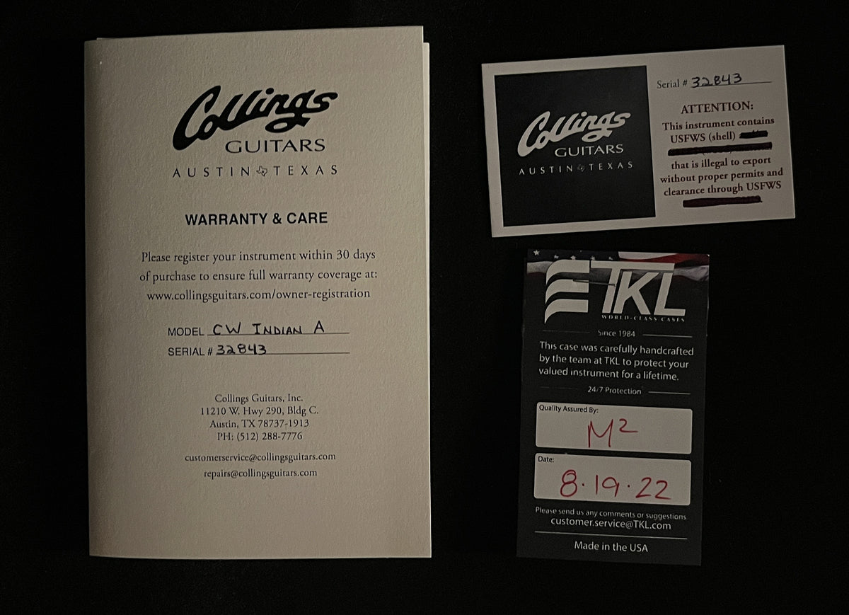 2022 Collings CW Indian Torrefied Adirondack Spruce Top