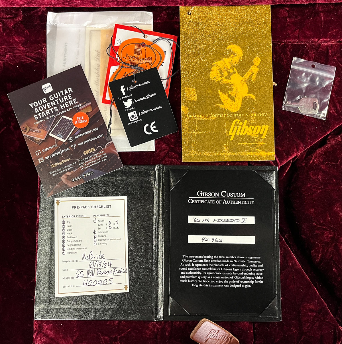Gibson Custom Shop 1965 Non-Reverse Firebird V Maestro Vibrola VOS Vintage Sunburst (965)