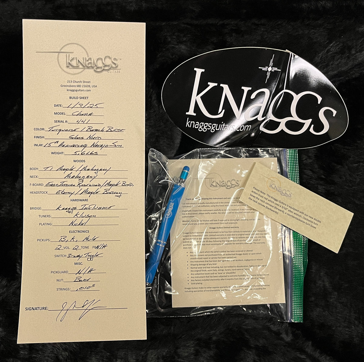 Knaggs Influence Chena Turquoise Burst 15th Anniversary Navajo Sun Package (441)