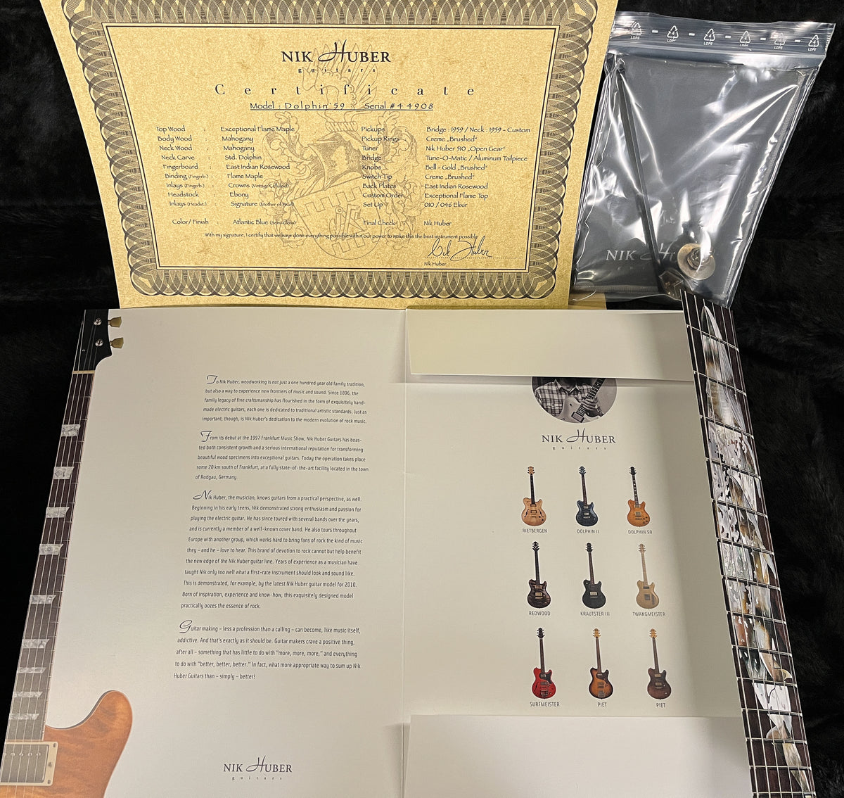 Nik Huber Dolphin &#39;59 Curly Flame Maple Top Atlantic Blue (908)