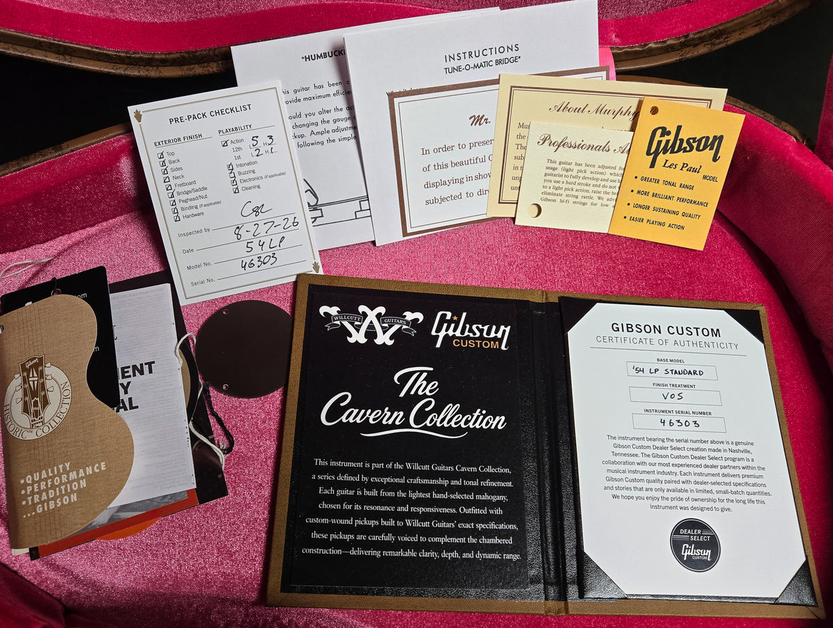 Gibson Custom Shop Willcutt Cavern Collection 1954 Les Paul Standard VOS Goldtop Chambered (303)