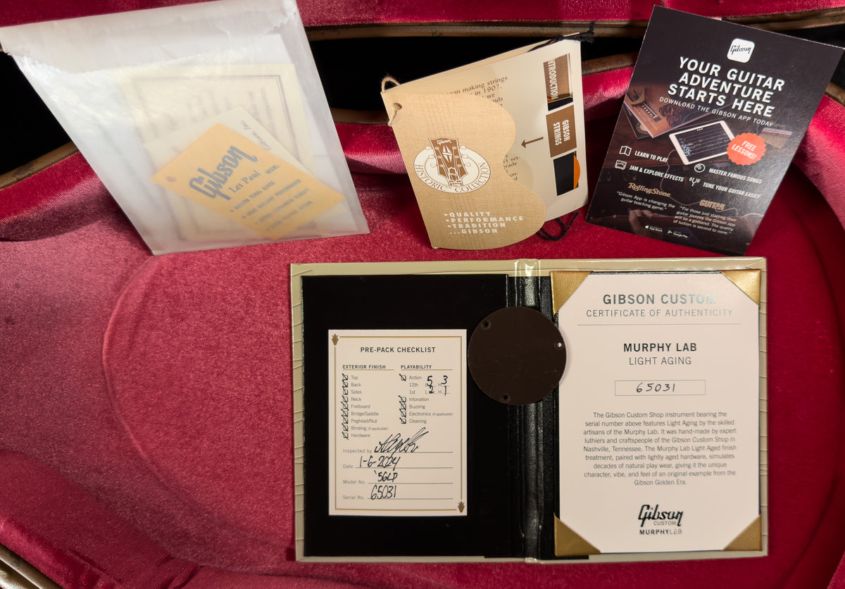 Gibson Custom Shop Dealer Select 1956 Les Paul Standard Bigsby Ebony Murphy Lab Light Aged (031)