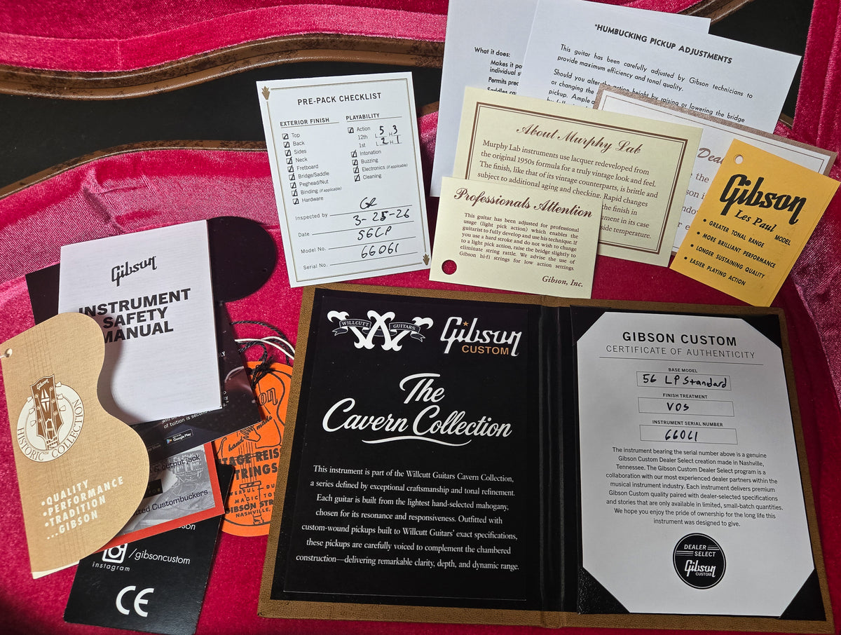 Gibson Custom Shop Willcutt Cavern Collection 1956 Les Paul Standard VOS Goldtop Chambered (061)