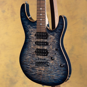 2022 Suhr Custom Modern Angel Quilt Top HSH Neck Rosewood Board Faded Trans Whale Blue Burst