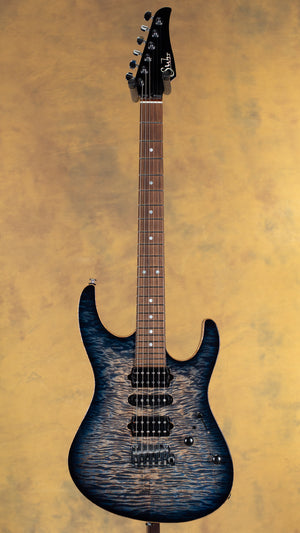 2022 Suhr Custom Modern Angel Quilt Top HSH Neck Rosewood Board Faded Trans Whale Blue Burst