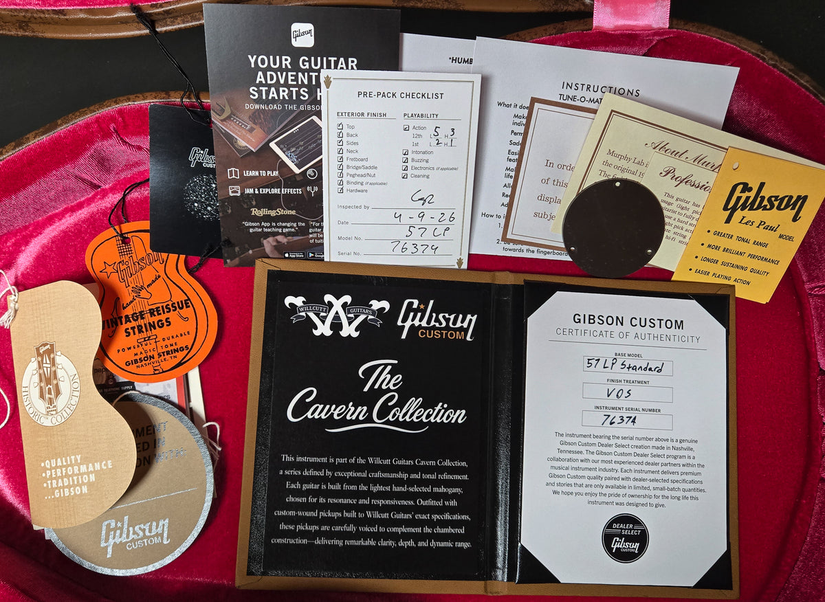 Gibson Custom Shop Willcutt Cavern Collection 1957 Les Paul Standard VOS Goldtop Chambered (374)