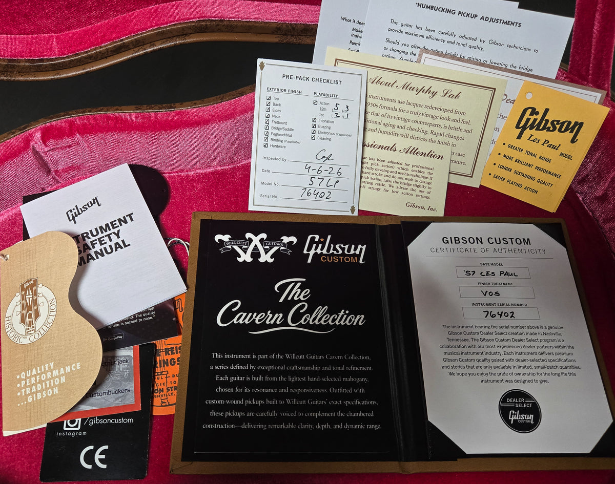 Gibson Custom Shop Willcutt Cavern Collection 1957 Les Paul Standard VOS Goldtop Chambered (402)