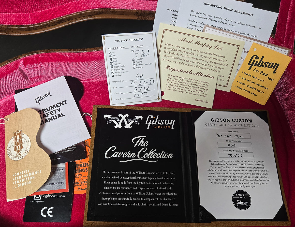 Gibson Custom Shop Willcutt Cavern Collection 1957 Les Paul Standard VOS Goldtop Chambered (472)