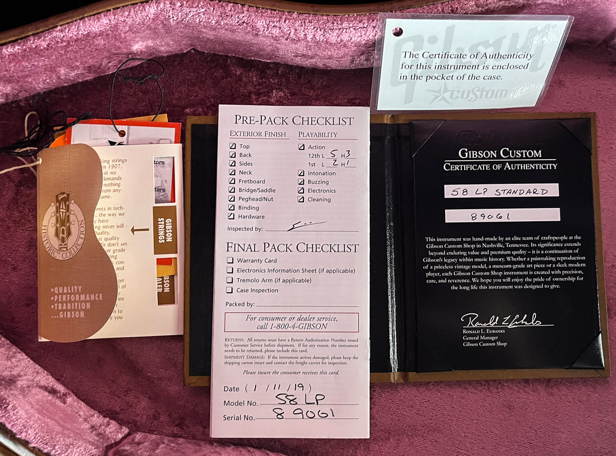 2019 Gibson Custom Shop 1958 Les Paul Standard Reissue Iced Tea Burst Bolivian Rosewood