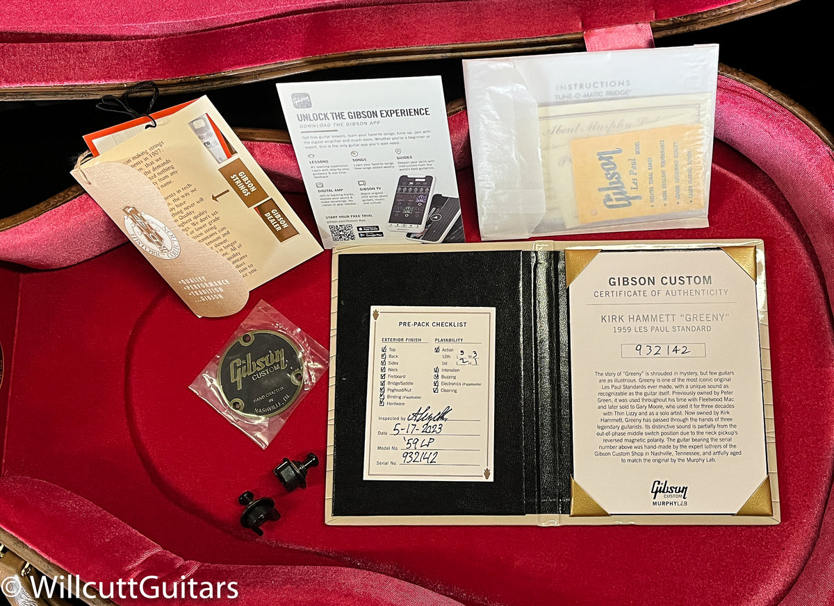 Gibson Custom Shop 1959 Les Paul Standard Kirk Hammett "Greeny" Murphy Lab Replica Aged Sunburst (142)
