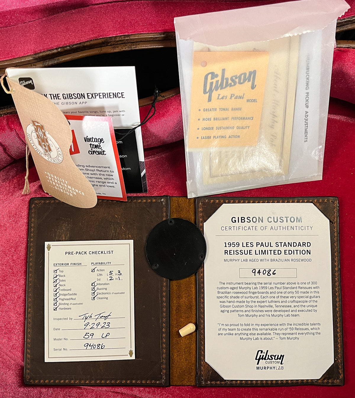 Gibson Custom Shop 1959 Les Paul Standard Brazilian Rosewood Tom's Tri-Burst Bigsby Murphy Lab Aged (086)