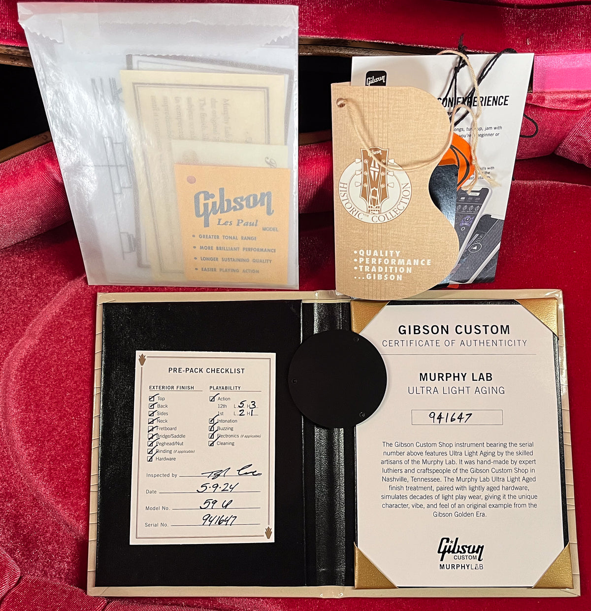 Gibson Custom Shop 1959 Les Paul Reissue Washed Cherry Murphy Lab Ultra Light Aged (647)