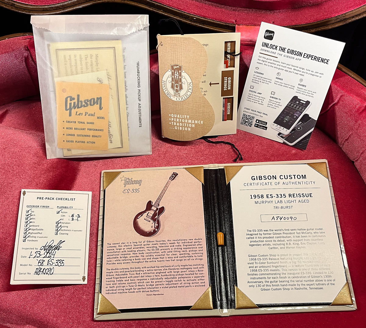 Gibson Custom Shop 1958 ES-335 Reissue Triburst Murphy Lab Light Aged NH (090)