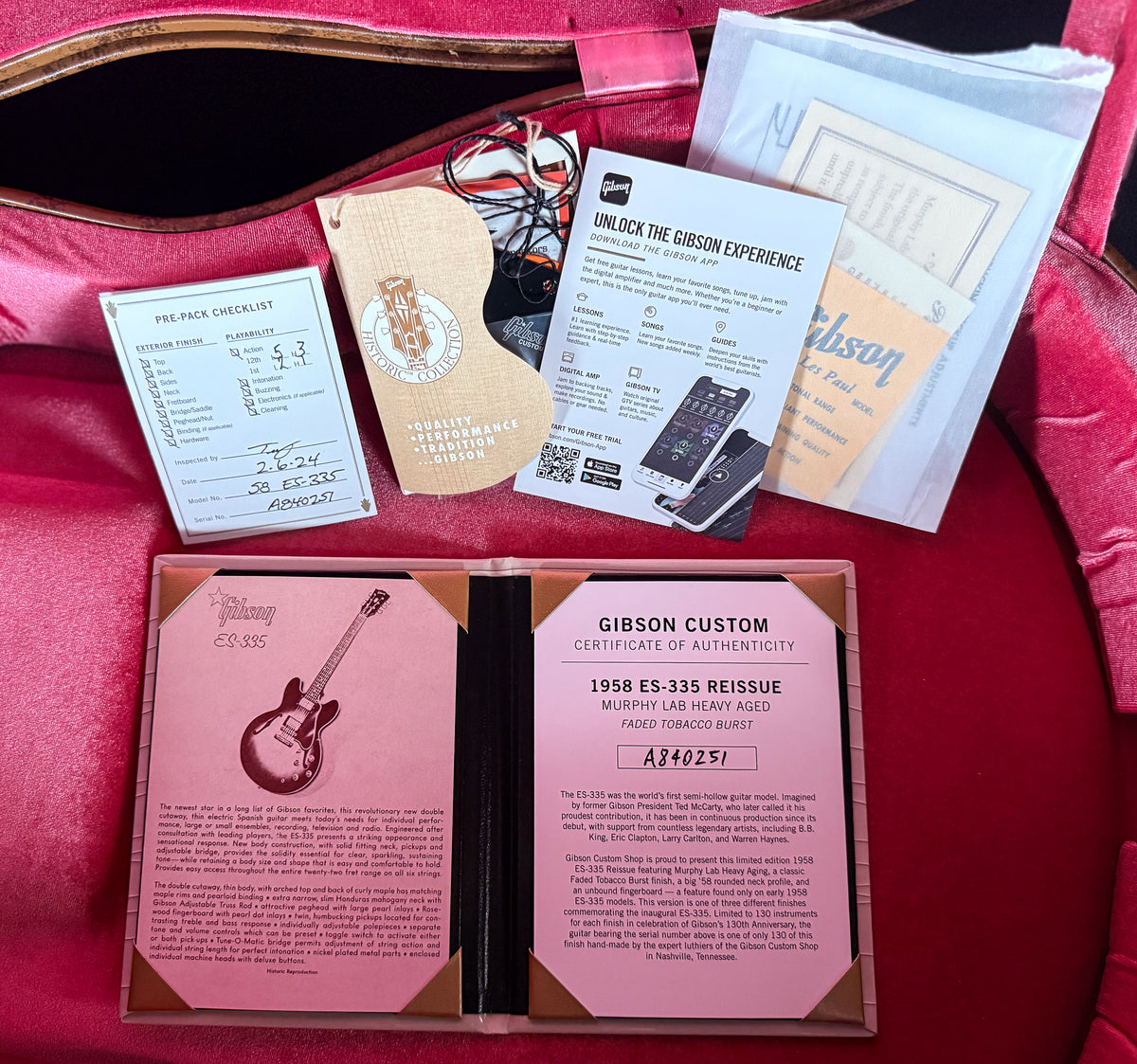 2024 Gibson Custom Shop 1958 ES-335 Reissue Tobacco Burst Murphy Lab Heavy Aged