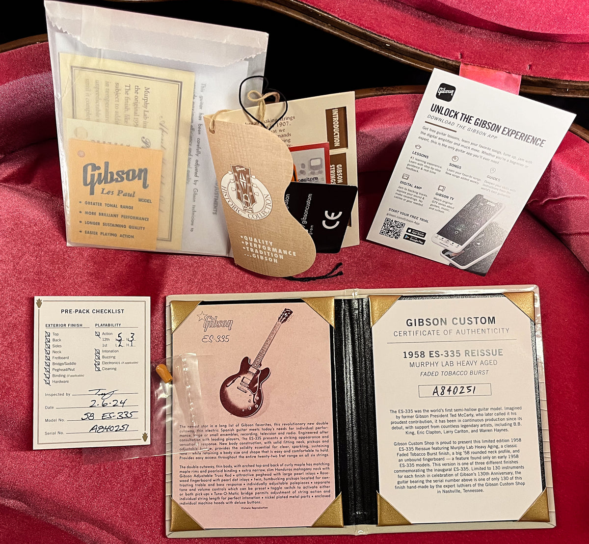 Gibson Custom Shop 1958 ES-335 Reissue Tobacco Burst Murphy Lab Heavy Aged NH (251)