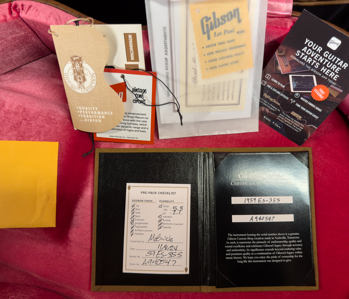 Gibson Custom Shop 1959 ES-355 Reissue Stop Bar VOS Ebony (547)