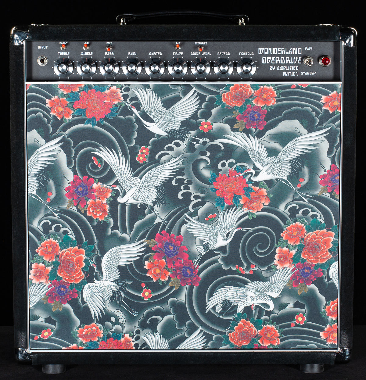 Amplified Nation Wonderland Overdrive 50w 1x12 Combo Black Suede &quot;Japanese Cranes&quot; (578)