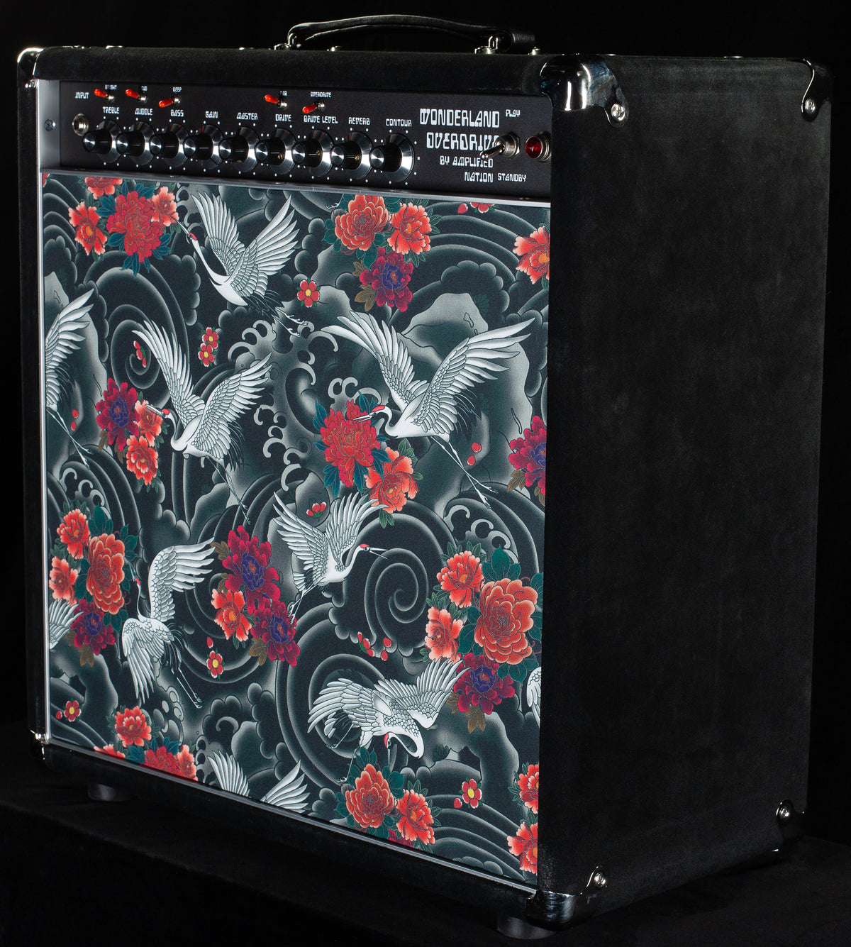 Amplified Nation Wonderland Overdrive 50w 1x12 Combo Black Suede &quot;Japanese Cranes&quot; (578)