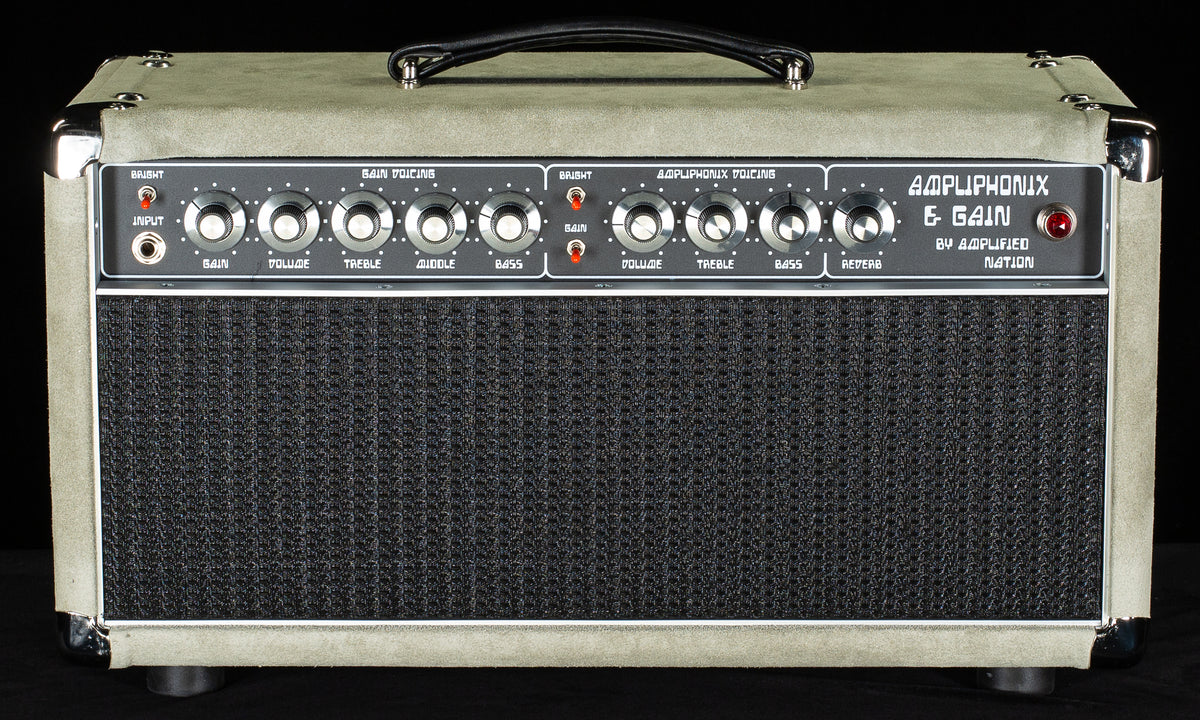 Amplified Nation Ampliphonix &amp; Gain Head 50W EL34 Sage Suede / Black Cloth Grille (276)
