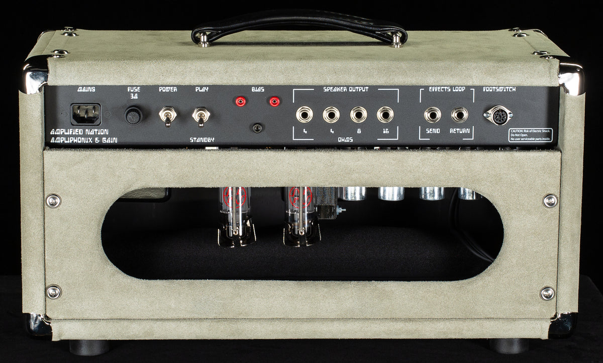 Amplified Nation Ampliphonix &amp; Gain Head 50W EL34 Sage Suede / Black Cloth Grille (276)