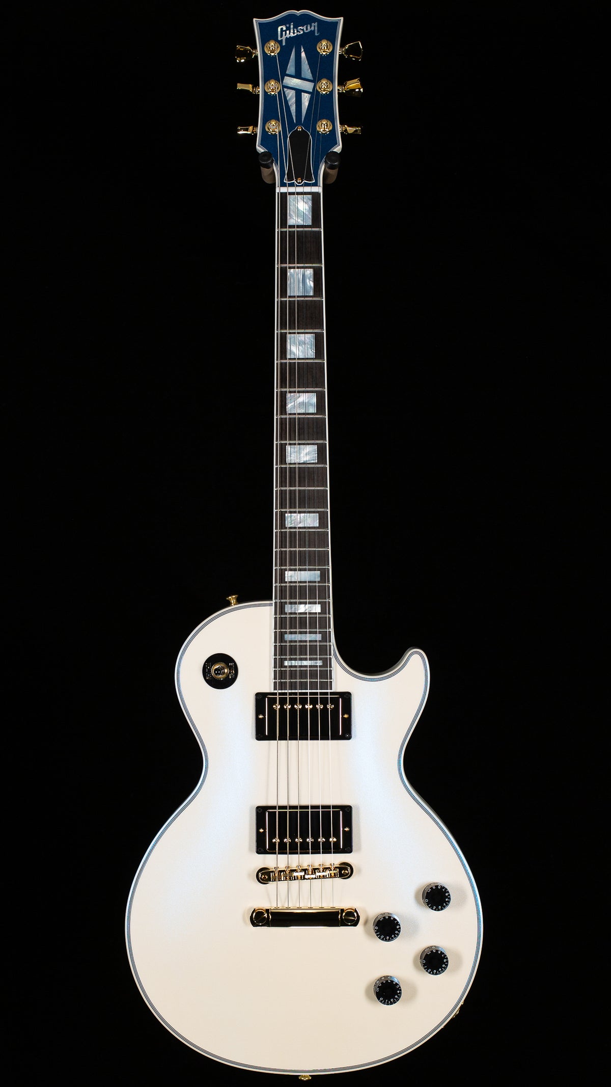 Gibson Custom Shop Les Paul Axcess Custom Metallic White Sparkle /Sapphire Blue Headplate (570)