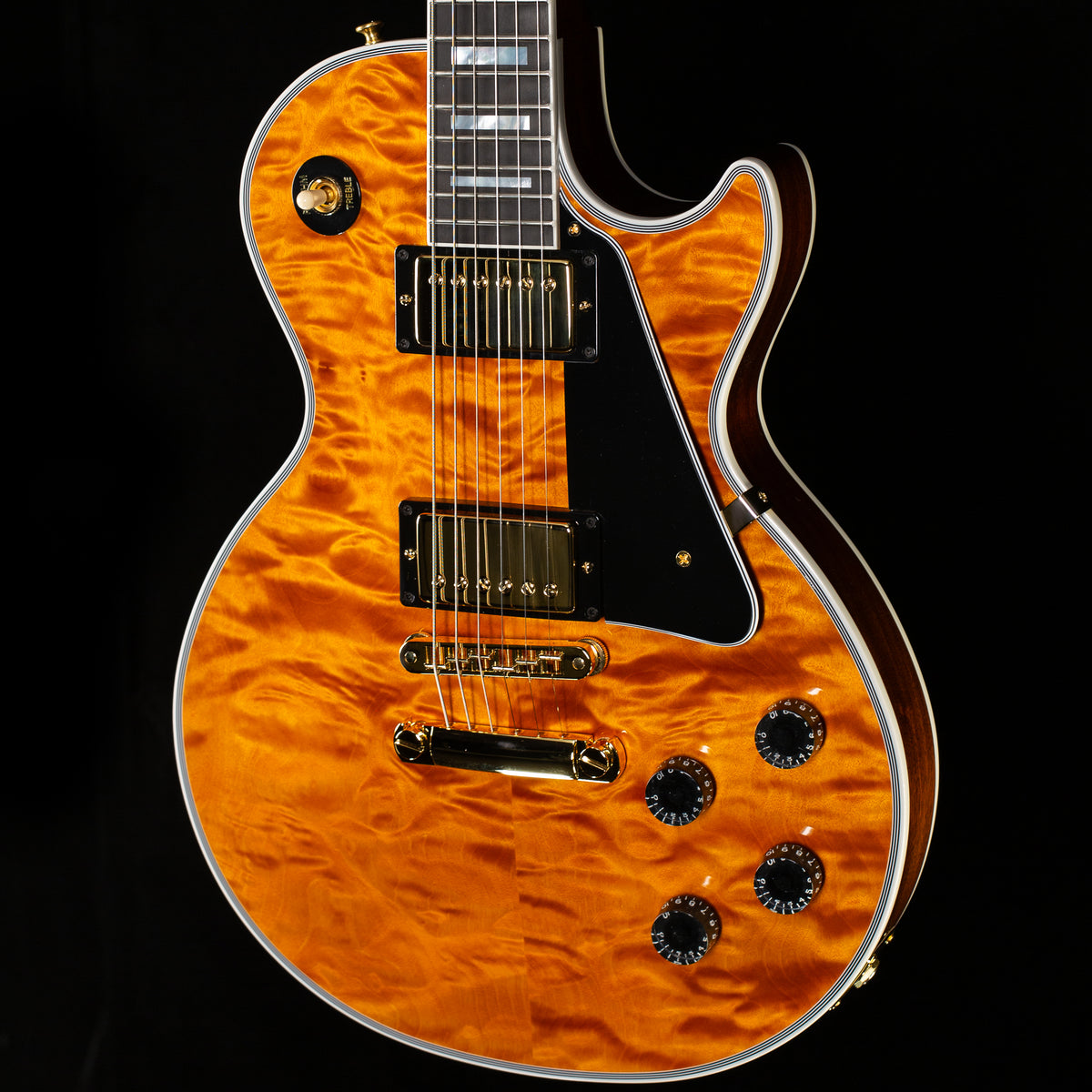 Gibson Custom Shop Willcutt Cavern Collection Les Paul Custom Quilt Transparent Amber Chambered (589)