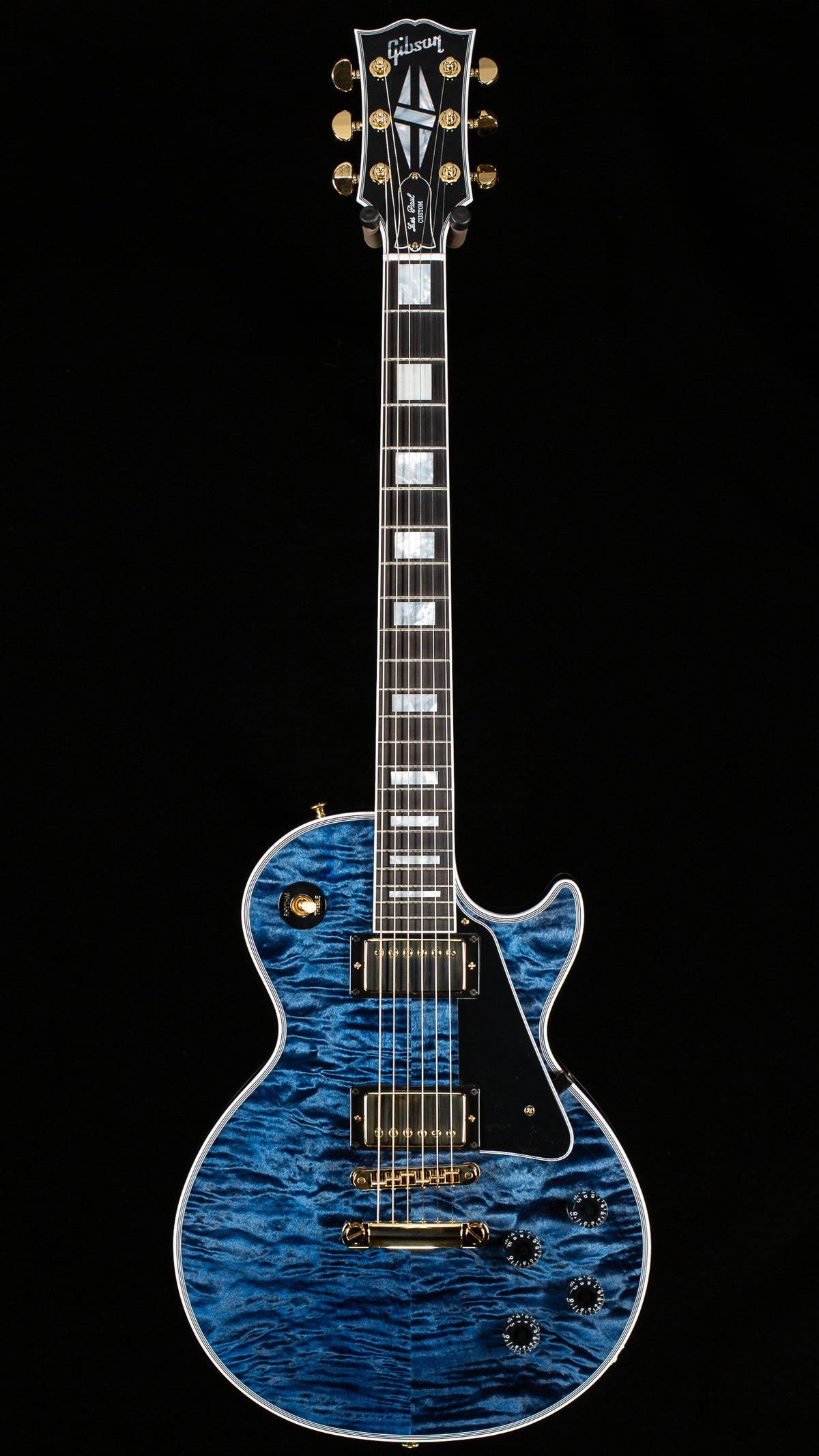 Gibson Custom Shop Willcutt Cavern Collection Les Paul Custom Quilt Transparent Blue Chambered (644)