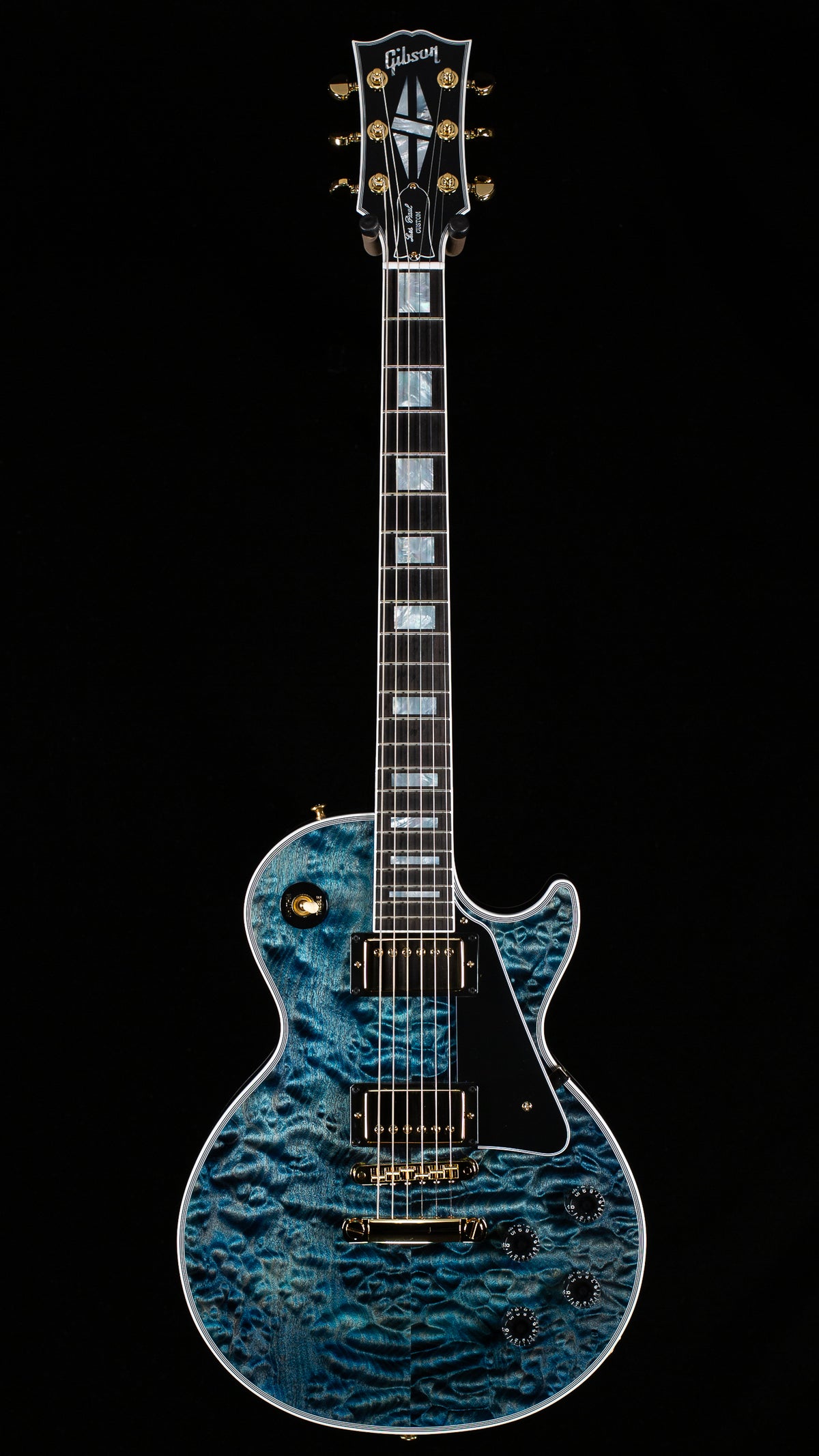 Gibson Custom Shop Willcutt Cavern Collection Les Paul Custom Quilt Transparent Blue Chambered (456)