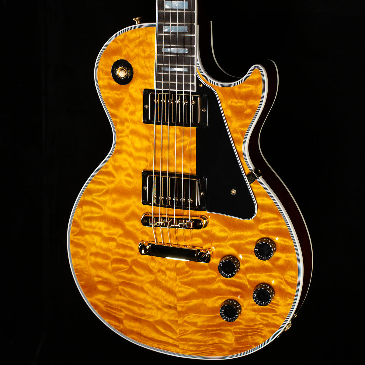 Gibson Custom Shop Willcutt Cavern Collection Les Paul Custom Quilt Transparent Amber Chambered (470)