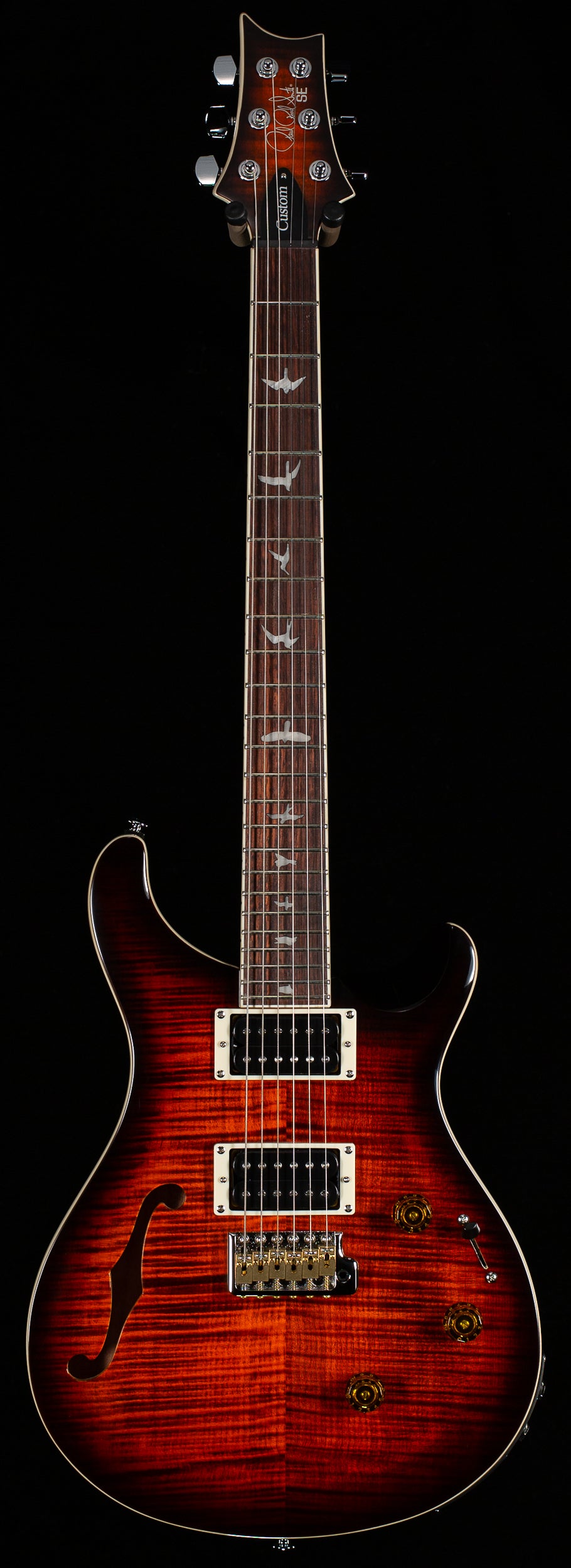 PRS SE Custom 24 Semi-Hollow Piezo, Carved Maple top Orange