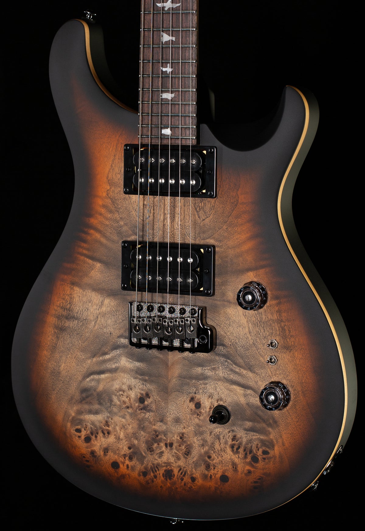 PRS SE Exotic Custom 24-08 Poplar Burl Charcoal Cherry Midnight Burst (998)