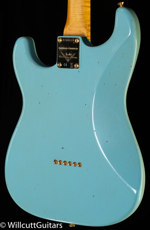 Fender Custom Shop LTD 1959 Stratocaster Hardtail Journeyman Relic Faded  Aged Daphne Blue Gold Hardware (227)