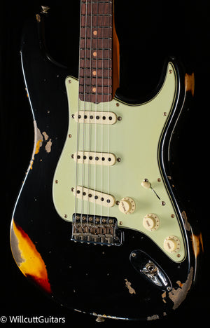 Fender Custom Shop 1960 Stratocaster Heavy Relic Aged Black/3-Tone Sunburst (659)