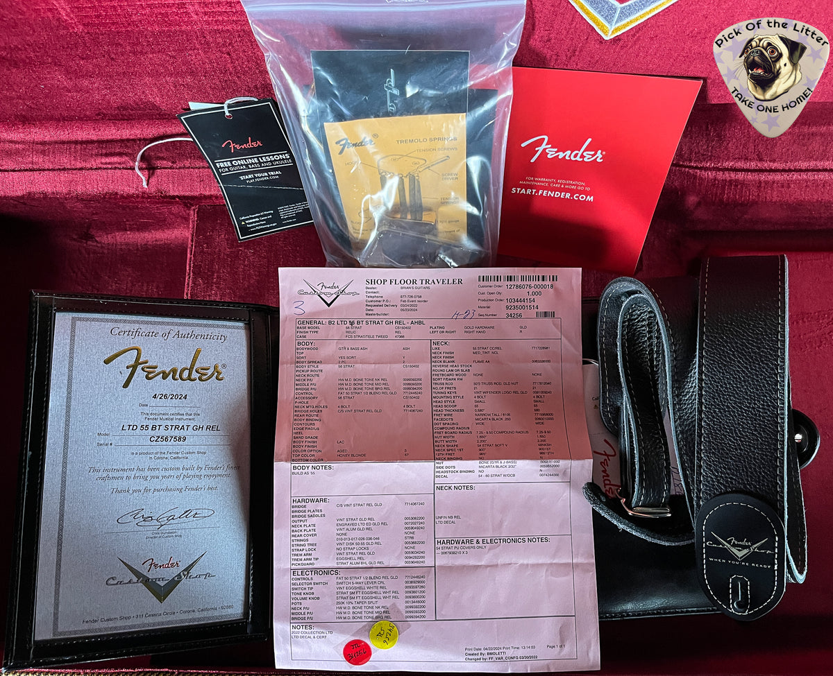 2024 Fender Custom Shop LTD &#39;55 Bone Tone Stratocaster Relic Aged Honey Blonde