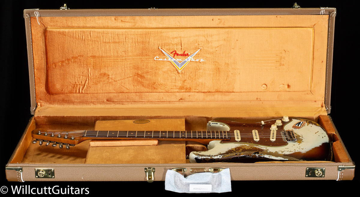 Fender Custom Shop Roasted 1960 Stratocaster Heavy Relic Aged Olympic White over 3-Color Sunburst (869)
