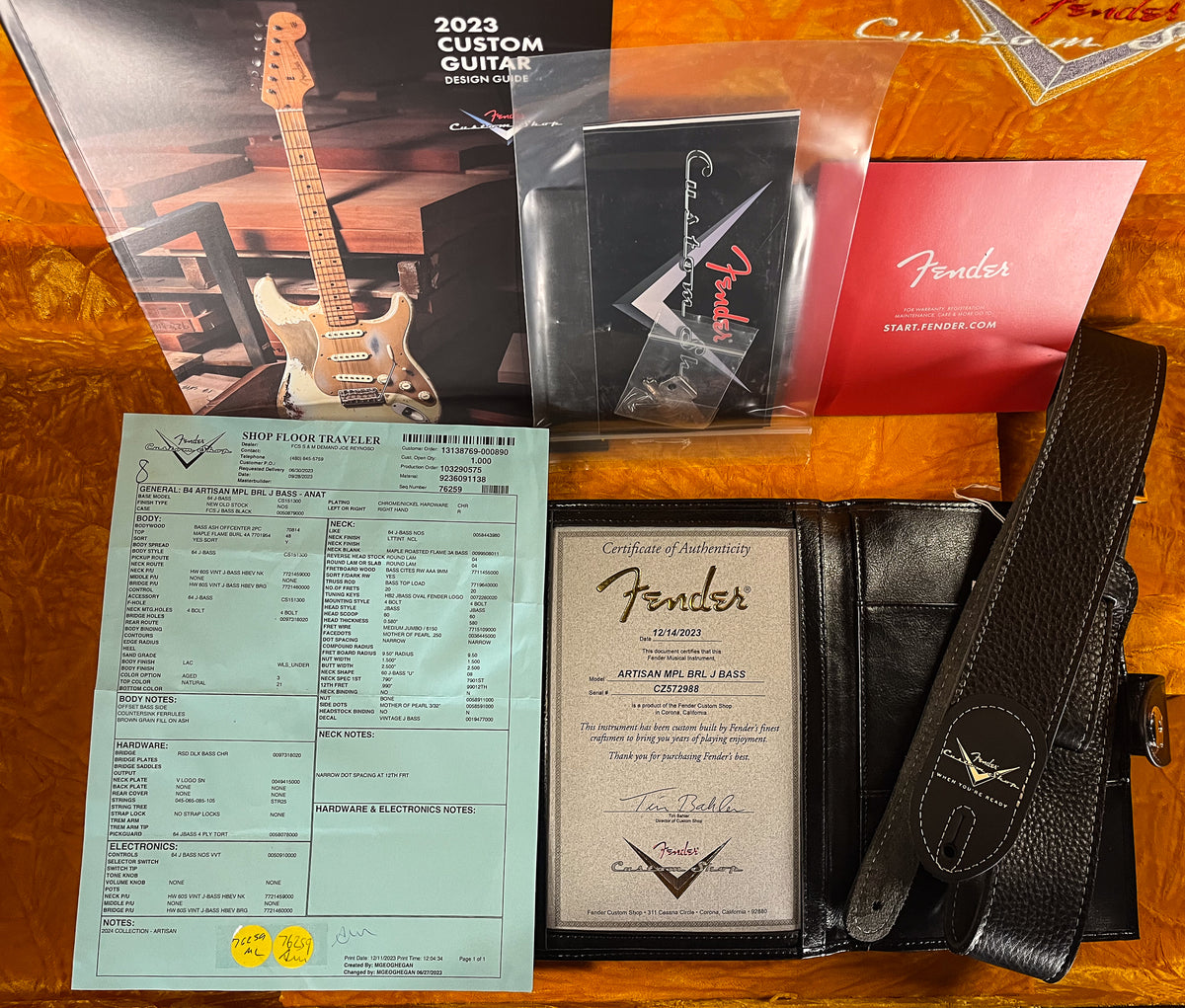 Fender Custom Shop BArtisan Maple Burl Jazz Bass Aged Natural (988)