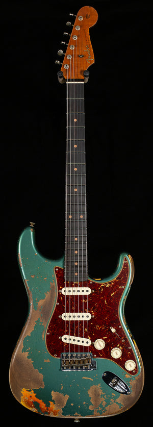 Fender Custom Shop Roasted 1961 Strat Super Heavy Relic Aged Sherwood Green over 3-Tone Sunburst (408)