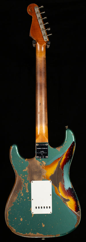 Fender Custom Shop Roasted 1961 Strat Super Heavy Relic Aged Sherwood Green over 3-Tone Sunburst (408)