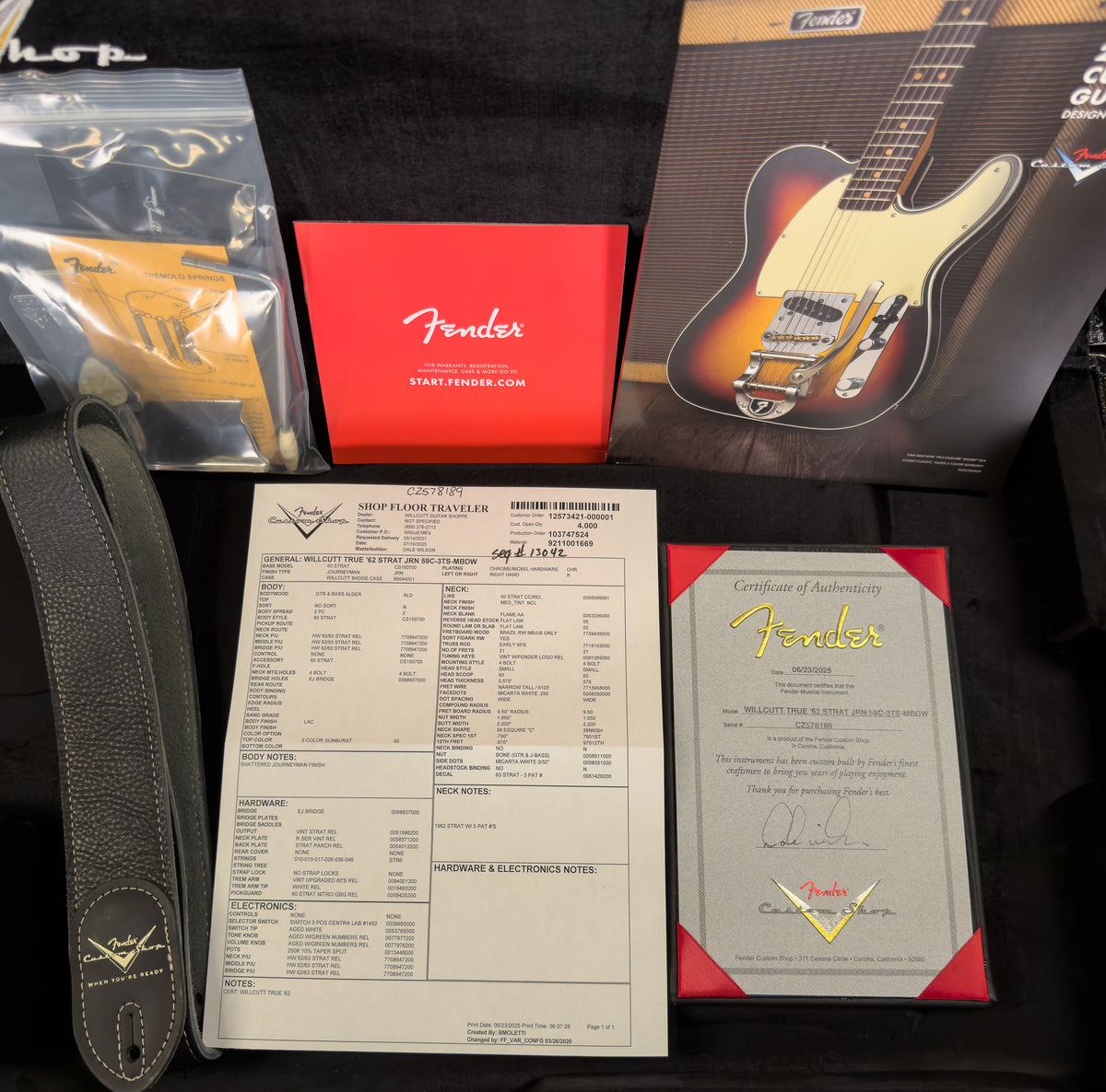 Fender Custom Shop Masterbuilt Dale Wilson True &#39;62 Strat Journeyman 3-Tone Sunburst Brazilian 59 C (189)